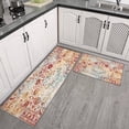 thumbnail image 3 of 2 Piece Bohemian Light Orange Carpet Rug Kitchen Rug Set, Decor Kitchen Rugs, Absorbent Non-Slip Washable Floor Mats, Home Indoor Runner Rugs 17"x47"+17"x30", 3 of 7