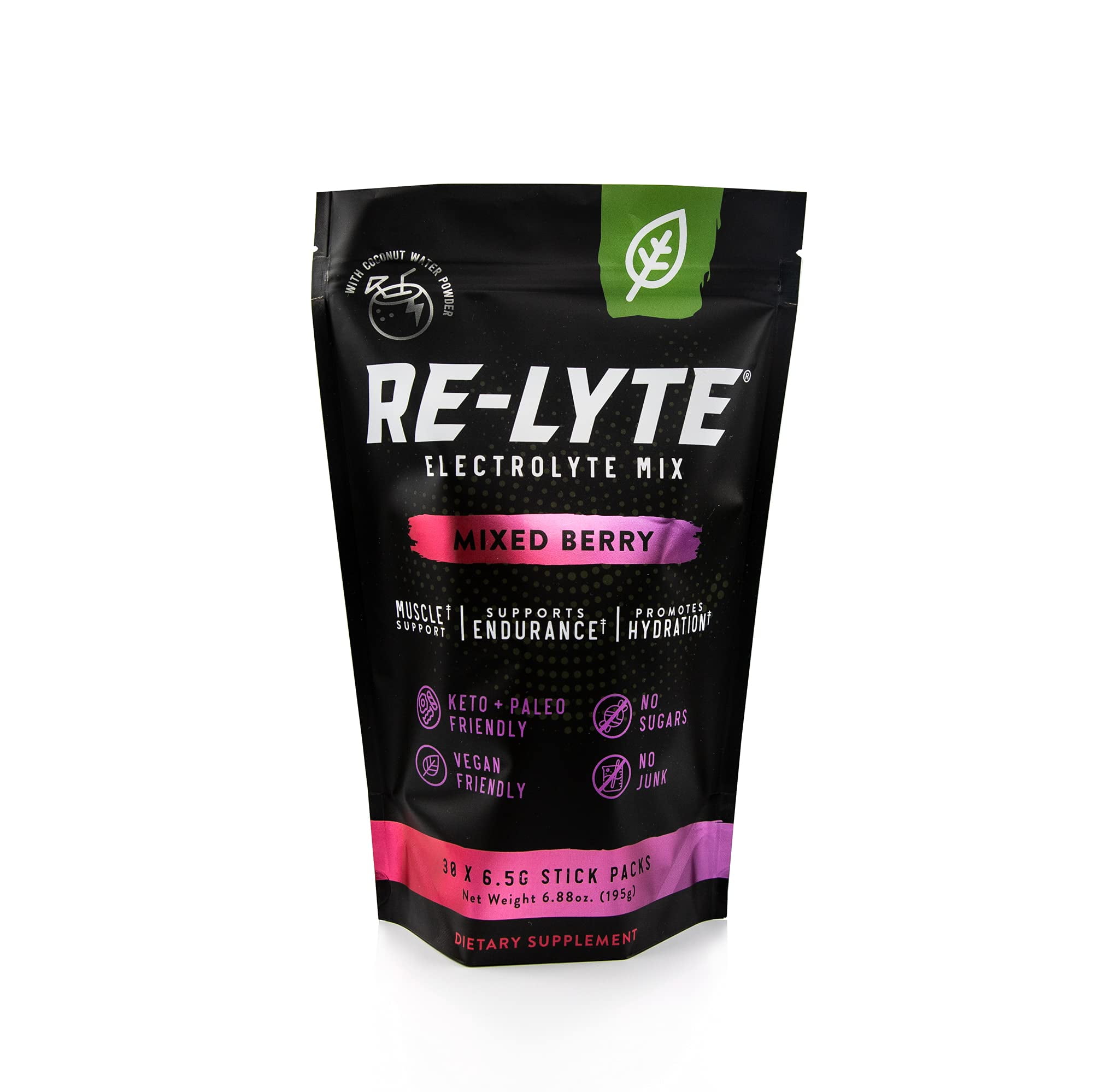 Redmond ReLyte Electrolyte Drink Mix Mixed Berry/Lemon Lime (Mixed Berry ( 30 Stick Pack