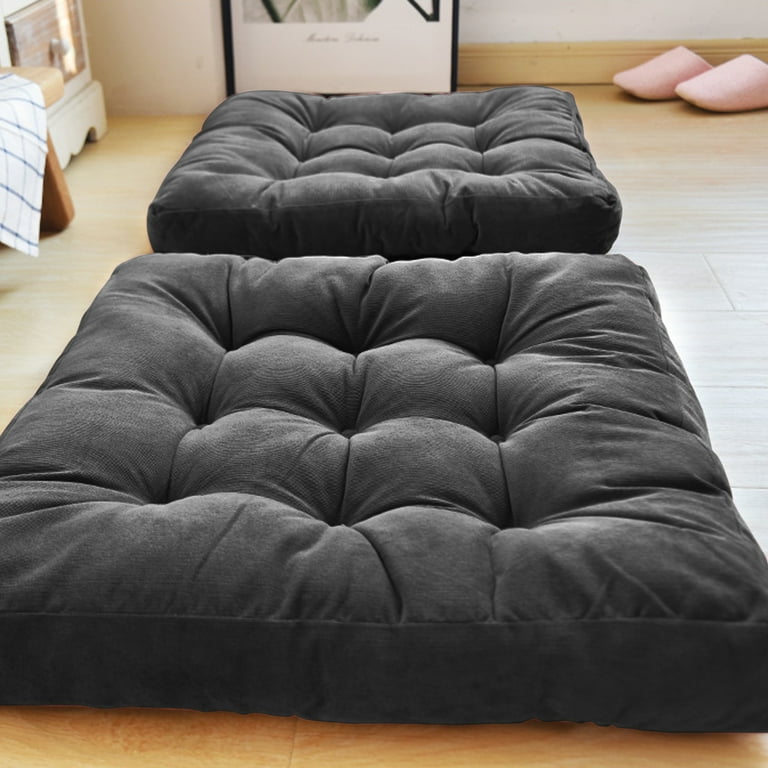 22 Square Floor Pillow, Meditation Pillow Solid Thick Tufted Seat