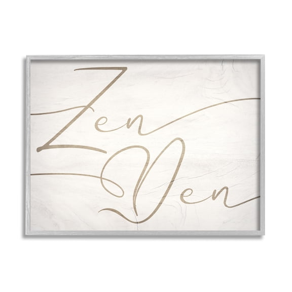 Stupell Industries Relaxing Zen Den Sign Minimal Charming Typography Modern Painting Gray Framed Art Print Wall Art, 16 x 20, Design by Daphne Polselli