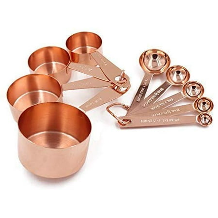 

Copper Gram Copper Measuring Cups and Measuring Spoons Set of 9 Rustic Kitchen Accessories | Liquid or Dry Ingredients