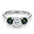 thumbnail image 3 of Gem Stone King 925 Sterling Silver White Topaz and Green Mystic Topaz Engagement Ring for Women | 2.00 Cttw | Round 6MM | Gemstone November Birthstone | Size 8, 3 of 6