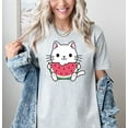 thumbnail image 3 of Moonlight Apparel Cute Kawaii Cat Watermelon T-Shirt Graphic Tee Funny Summer Fruit Shirt for Women Girls Cat Lovers Adorable Kitty Cartoon Shirt Lightweight Casual Gift Tee, 3 of 5