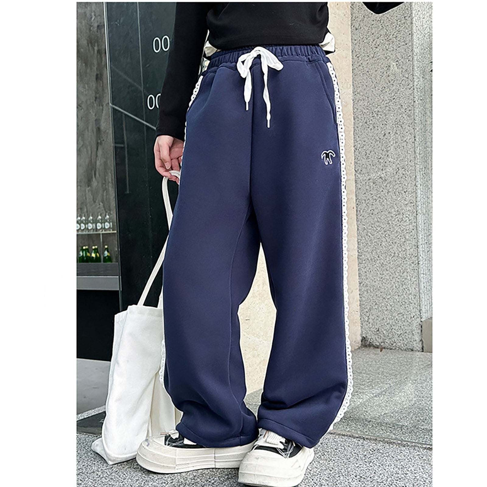 Wuxian Unisex Girls Boys Casual Sweatpants Wide Leg Straight