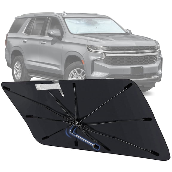 Windshield Sun Shade Umbrella for GMC Yukon 2021-2024, Foldable Car Sunshade for Front Window with 360° Rotating Shaft, Custom-Fit Parasol para Carro for UV Blocking & Heat Reduction