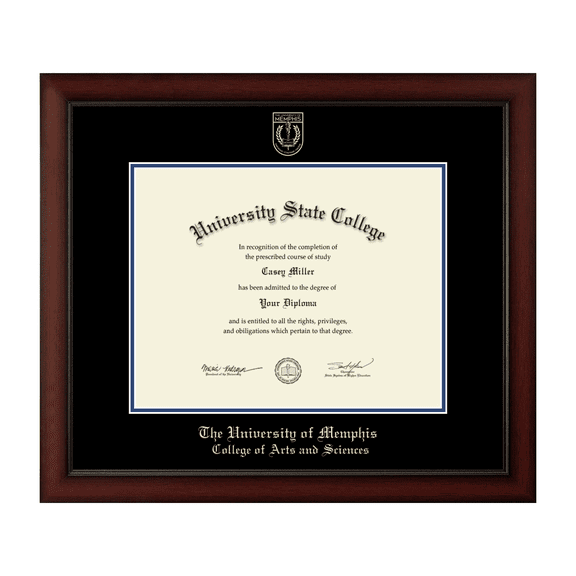 Framerly - Memphis Arts and Sciences Diploma Frame with Black and Royal Blue Mat