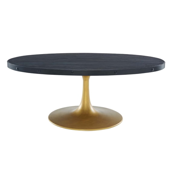 Industrial Country Cottage Farm Beach House Living Room Lounge Club Lobby Coffee Table, Wood Metal Steel, Black Gold