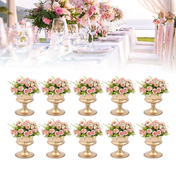 Loyalheartdy 10Pcs Metal Compote Vases, 6" Trumpet Vase Planter Flower