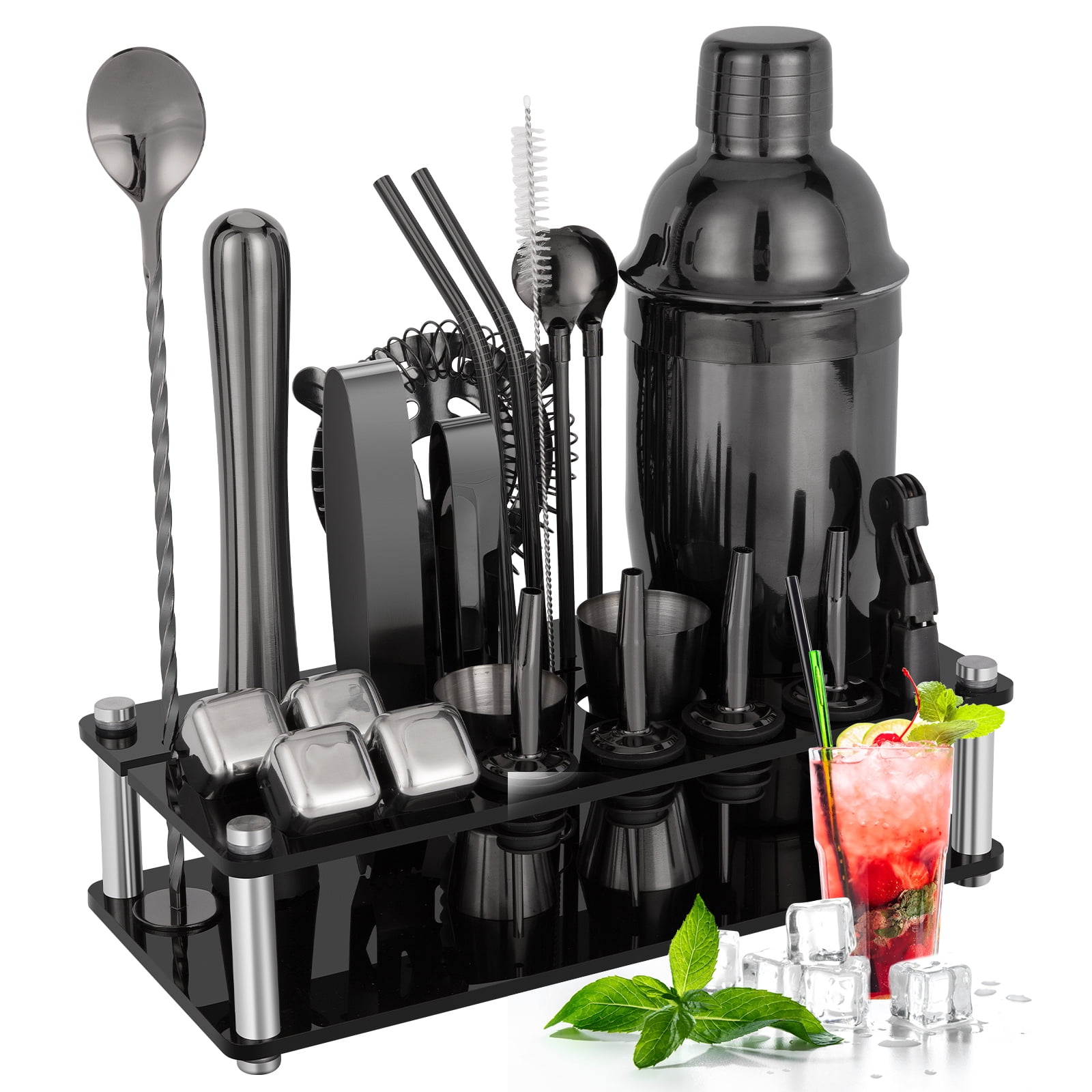 Huewind 24Piece Stainless Steel Bartender Kit with Cocktail Shaker