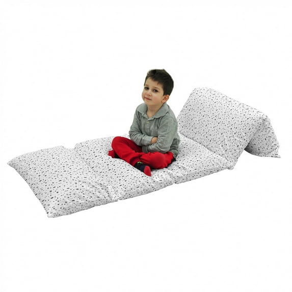 Tribal Floor Pillow Lounger Cover, Plain Background with Arrows Feathers and Aztec Native Style Geometric Print, Nap Mat Printed Fabric Case for 5 Pillows, 88" x 27", Black and White, by Ambesonne