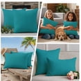 thumbnail image 5 of Teal Outdoor Pillow Covers, Waterproof Decorative Throw Pillowcases Set of 2, Turquoise Pure Teal Couch Cushion Cases with Zipper for Outside Patio Garden Sofa 20"x12", 5 of 9