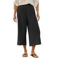 thumbnail image 5 of Gamivast Womens Linen Pants for Women Summer Wide Leg Cropped Pants Drawstring Elastic Waist Pants Vacation Casual Beach Pants Returns Online, 5 of 8