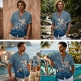 thumbnail image 2 of FOR U DESIGNS Tie Dye Plum Blossom Print Couple Outfits His and Hers Clothing 2026 Fashion Linen-Look Mens Casual Shirts Sleeveless Dress with Pocket, 2 of 7
