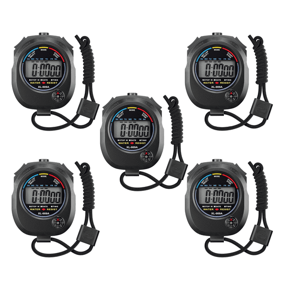 5 Pcs Digital Stopwatch Timer - Interval Timer with Large Display for Competitions or Training