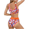 thumbnail image 6 of QLEICOM Womens Swimsuits Tummy Control Plus Size Swimsuit Coverup Fashion Printing Vest Swimsuit Split Bikini Large Size Briefs Swimsuit Orange S, 6 of 7
