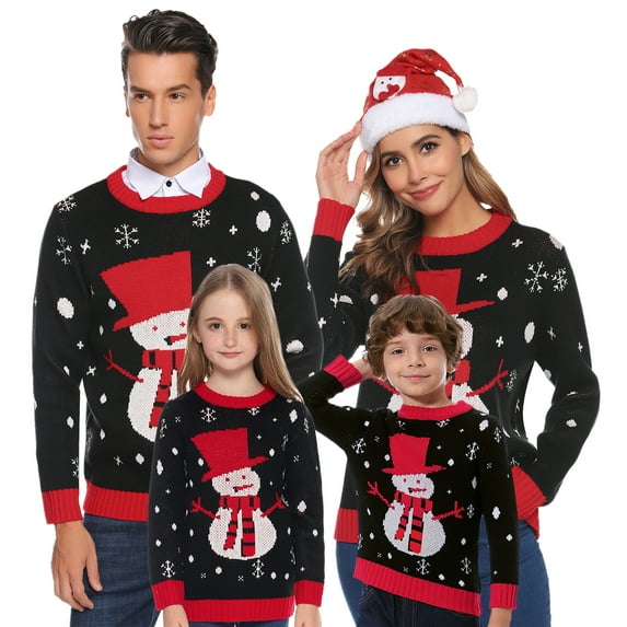 Purcoar Family Christmas Sweater Holiday Snowman Pullover Men S-XXL