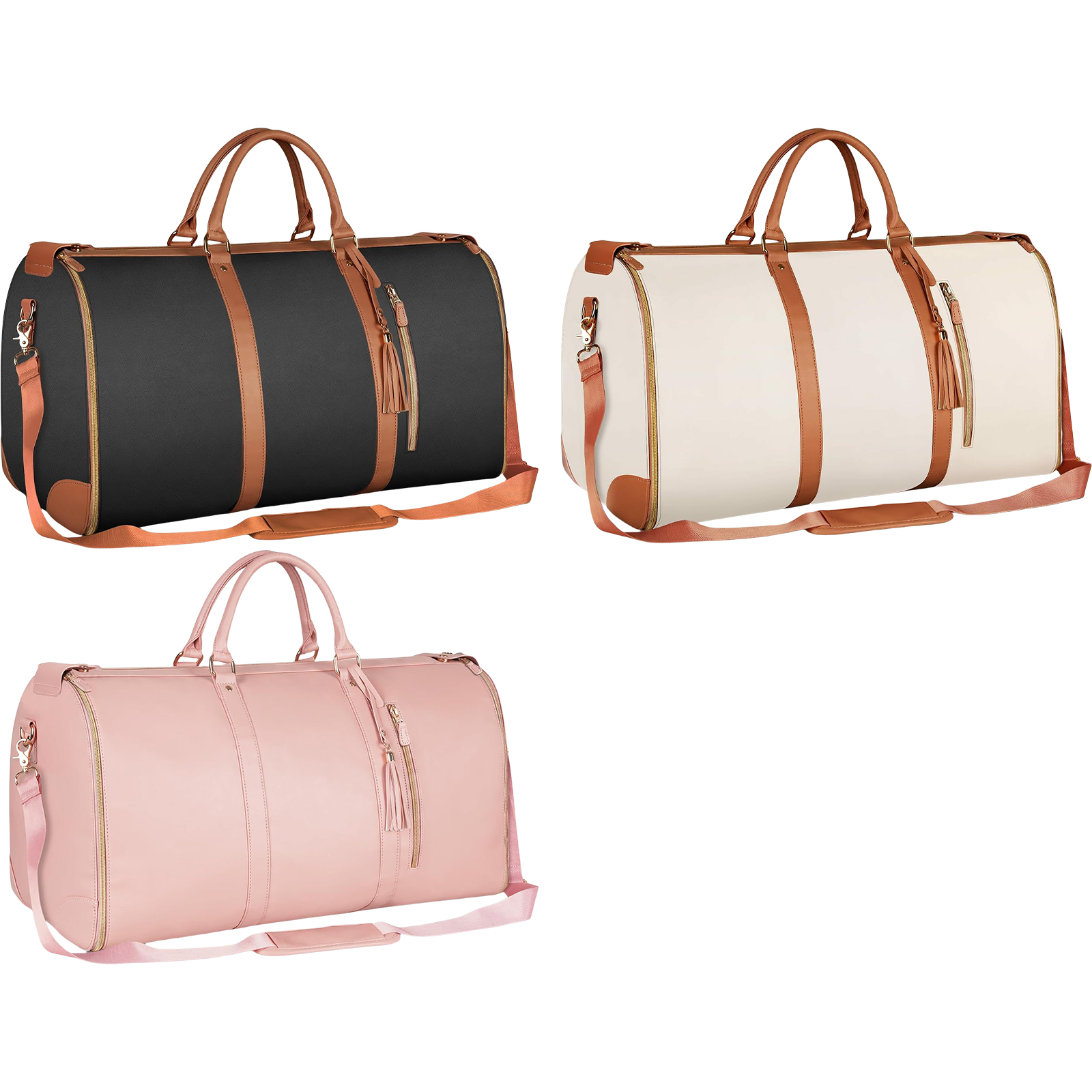 Multipurpose Travel Organizers Bag Convertible Garment Bag Large Capacity Waterproof PU Leather Suitcase Suit Bag