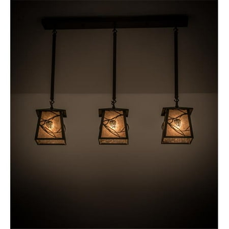 

Meyda 175752 36 in. Whispering Pines 3 Light Island Pendant Timeless Bronze & Silver Mica