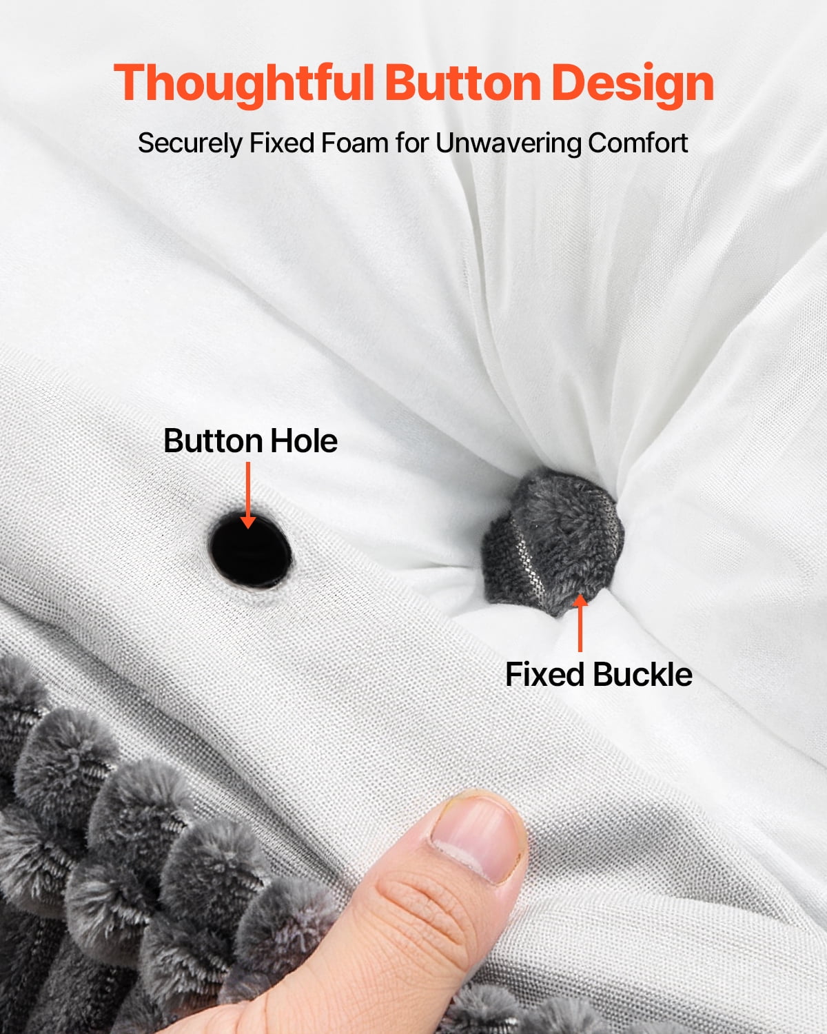 VEVOR Headboard Pillow, Queen Size Wedge Headboard Pillow with 2 Side Pockets and 2 Headrests, Bed Wedge Pillow with Washable Flannel Cloth, for Reading, Gaming, Resting, Working in Bed, Grey