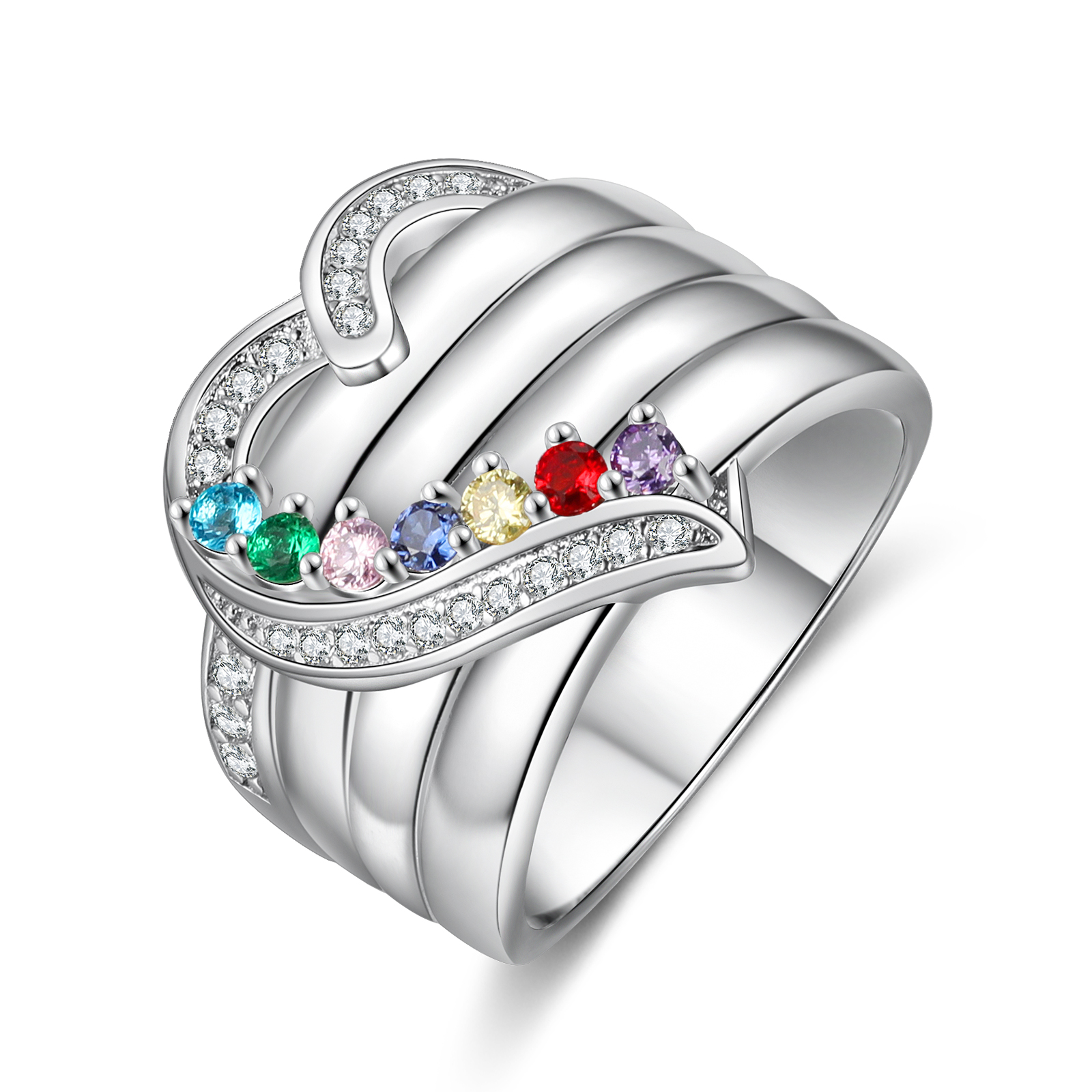 LORA Jewelry Personalized Women 925 Silver Cocktail Rings Promise Bands