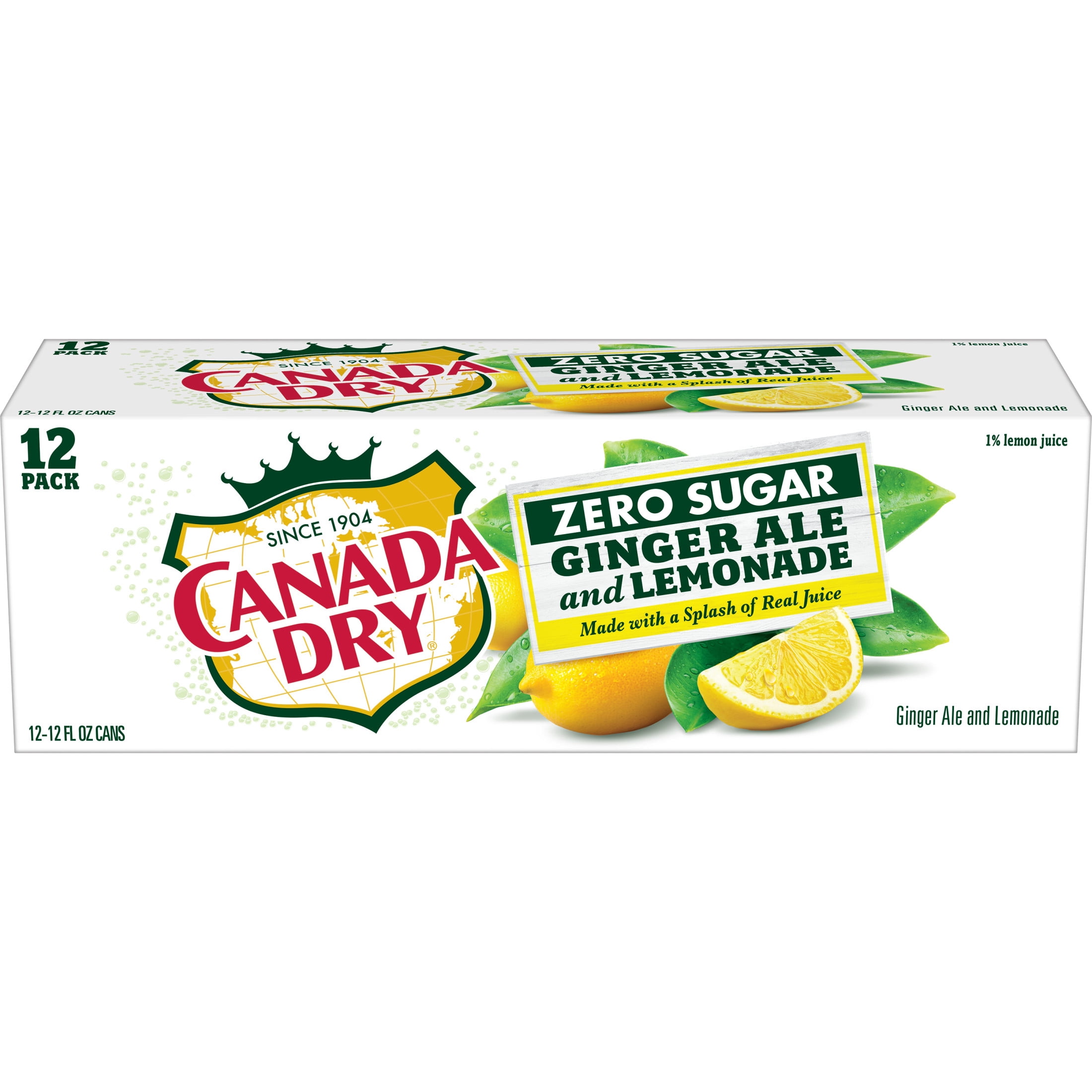 Canada Dry Caffeine Free Zero Sugar Ginger Ale and Lemonade Soda Pop, 12 fl oz, 12 Pack Cans
