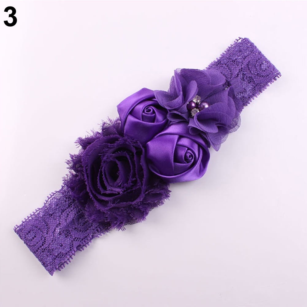 Farfi Beautiful Lace Flower Rose Bead Hairband Newborn Baby Headband Hair Accessory Walmart Com