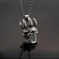 thumbnail image 1 of HOOUN Crâne Gothique Croix Faucheuse Collier Acier Inoxydable Chaîne Halloween Pendant, 1 of 5