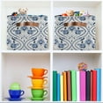 thumbnail image 6 of Foldable Storage Bins Blue Paisley Fabric Storage Baskets Collapsible Decorative Baskets Closet Organizer Bins with PU Handles for Shelves Home Closet Bedroom Living Room-1Pack Decor Gifts, 6 of 7
