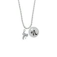 thumbnail image 2 of Delight Jewelry Silvertone English Saddle Silvertone Script Initial Disc - N - Charm Necklace, 20"+3", 2 of 4