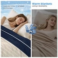 thumbnail image 2 of Navy Beige Striped Cooling Blanket, Lightweight Breathable Summer Throw Blanket with Double Sided Cold Effect, Gradient Geometric Blue White Picnic Beach Blankets Bed Sheet for Hot Sleepers 30"x40", 2 of 8