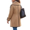 thumbnail image 7 of Women's Lapel Wool Blend Pea Coats Long Sleeve Button Down Casual Work Fall Winter Loose Woolen Coats, 7 of 7
