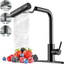 Matte Black Single Hole Kitchen Sink Faucets with Pull Down Sprayer, Single Handle, High Flow Water, Stainless Steel Tall Kitchen Faucet, Touch On for Effortless Control and Durability