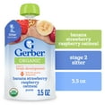 thumbnail image 3 of (3 pack) Gerber Toddler Foods, Organic Banana Strawberry Raspberry Mixed Grain, 3.5 oz Pouch, 3 of 17