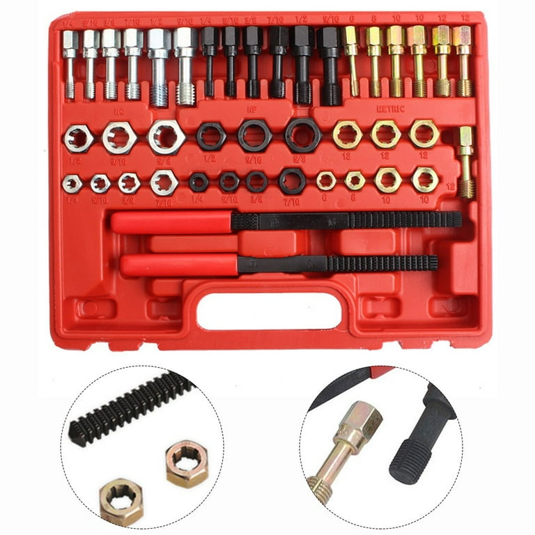 Thread Chaser Set 42Pcs Thread Repair Tool UNC/UNF/Metric Thread Chaser  Rethreading Kit with 21 Rethreading Dies,19 Rethreading Taps,2 SAE Thread