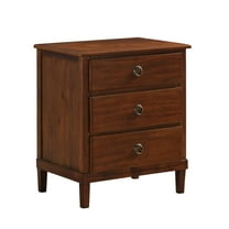 Comfort Pointe Cambridge Brown Finished Wood 3-Drawer Nightstand