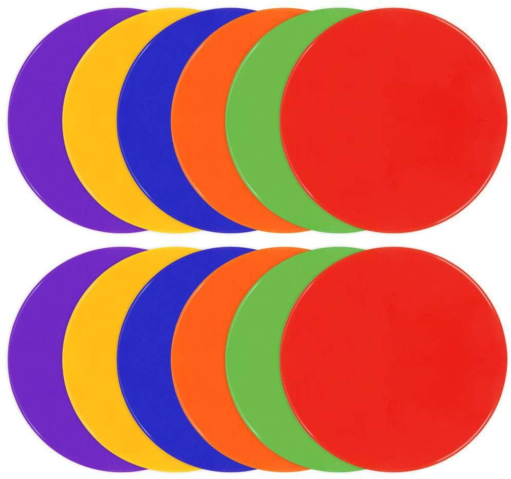 Spot Markers 9 Inch 10 Inch 18pcs Rubber Agility Dots Flat Cones Non Slip Sports Dots Floor Spots Agility Markers for Kids Soccer Football Basketball Speed Agility Training Classroom Activities 
