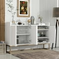 thumbnail image 2 of 47" Modern Storage Cabinet, Console Table Sideboard Buffet Cabinet with 4 Doors & Gold Metal Base, Entryway Cupboard Furniture, Laundry Room Cabinet for Living Room, Dining Room, Kitchen, White, 2 of 9