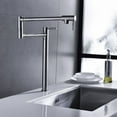 thumbnail image 6 of Pot Filler Faucet 20In Brushed Nickel Finish Dual Handles Retractable Arm 360 Degree Swivel Brass Construction Kitchen Sink Mount 4GPM Flow Rate Deck Mounted Two Joints Modern Design Indoor, 6 of 7