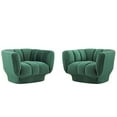 thumbnail image 2 of Modway Fauteuil Moderne en Velours Capitonné à Canaux Vert (Ensemble de 2), 2 of 5
