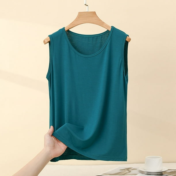Pijama de manga corta para mujer, de color liso, sin mangas, holgado, para el hogar, modal