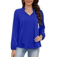 thumbnail image 3 of Asklazy Womens Dressy Chiffon Blouse Business Work Casual Tie Neck Shirt Tops,US Size,S,Royal Blue, 3 of 12