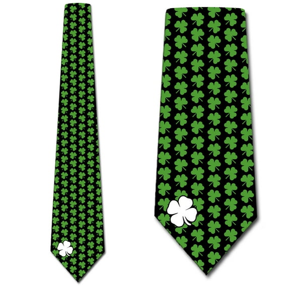 Four Leaf Clover Ties Mens St Patricks Day Necktie Holiday Tie by Three Rooker