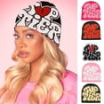 thumbnail image 4 of Honrane Letter Jacquard Hat Unisex Knitting Hat with Heart Letter Jacquard Print Autumn Winter Hop Style Beanie for Women Men Windproof Warmth for Outdoor, 4 of 7