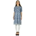 thumbnail image 4 of Bimba Women Blue Cotton Tunic Ethinc Summer Kurta Kurti Casual Day Blouse, 4 of 5