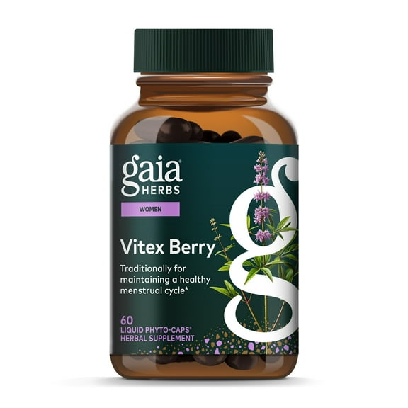Gaia Herbs Vitex Berry - Vitex Traditionally Used to Support Hormone Balance for Women & a Healthy Menstrual Cycle* - 60 Vegan Liquid Phyto-Caps (30 Servings)