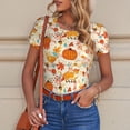 thumbnail image 6 of Fotbe Pumpkin Fall Pears Women's Crew Neck Short Sleeves Bodysuit Tops Round Neck Slim Sleeveless Soft Comfortable Basic-Small, 6 of 7