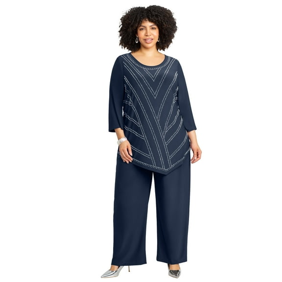 Catherines Women's Plus Size 2-Piece Dazzle Zig Zag Pant Suit