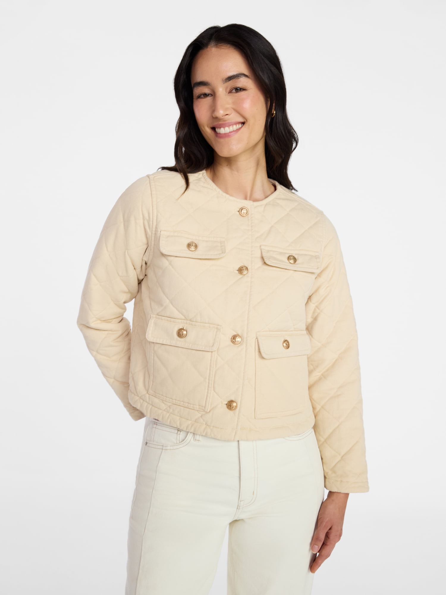 Time and Tru Women's Quilted Cotton Jacket, Sizes XS-XXXL