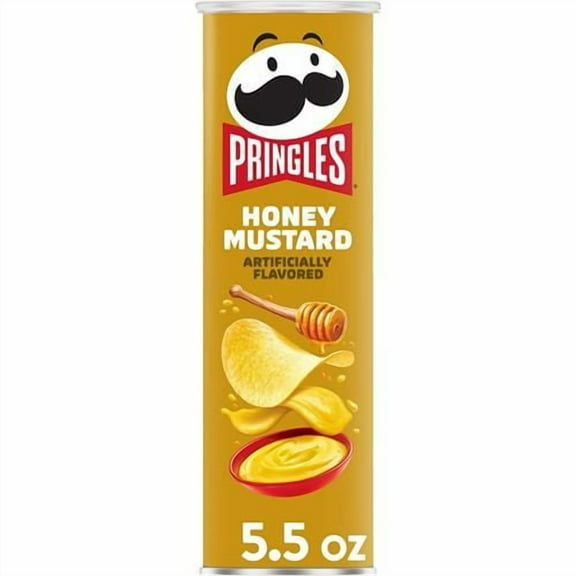 Pringles Potato Crisps Chips, Lunch Snacks, Snacks On The Go, Honey Mustard, 5.5Oz Can (1 Can) Packaging May Vary - Pack of 2