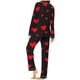 thumbnail image 4 of RKSTN Women's Valentines Pajama Sets Plus Size Notch Collar Button Down Valentine's Day Print T Shirt Top and Pjs Pant 2 Piece Matching Set Casual Lapel Sleepwear Shirt Pjs Loungewear Two Piece Set, 4 of 6